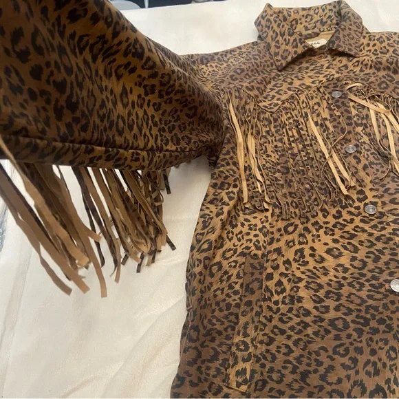 Free People Leopard Print Fringe Jacket in Brown - Picture 9 of 11